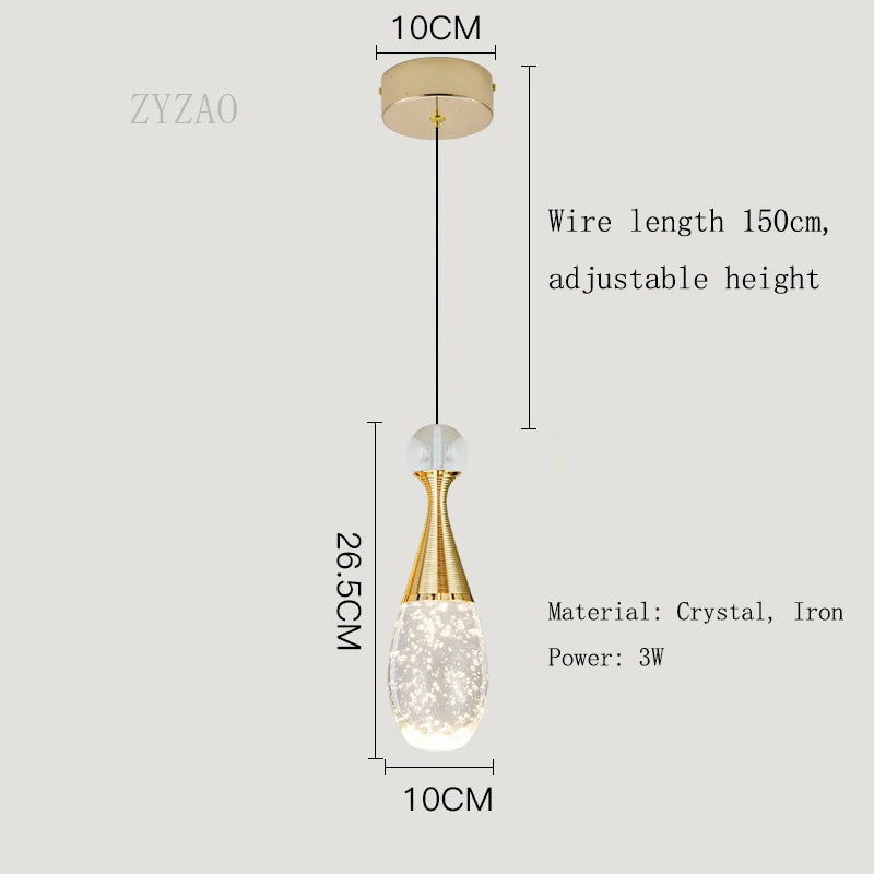 suspension lumineuse moderne cristal doré bubbles led chambre salon étincelante contemporain éclairageintérieur