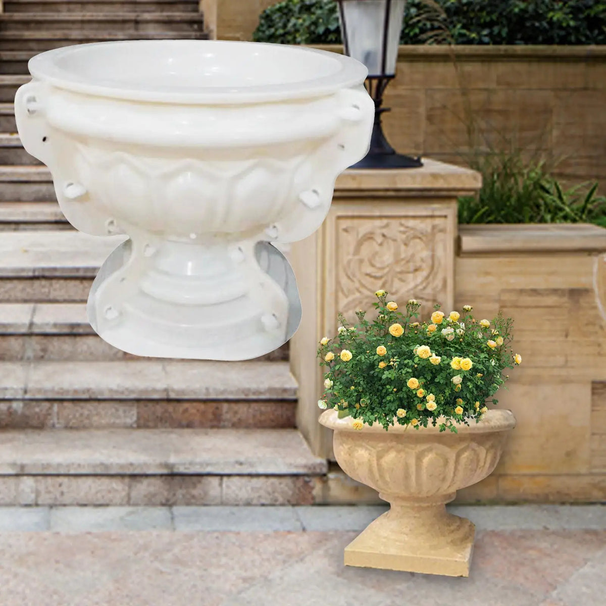 cache pot blanc grappe raisin classique plâtre décoration jardin pot fleur personnalisable unique