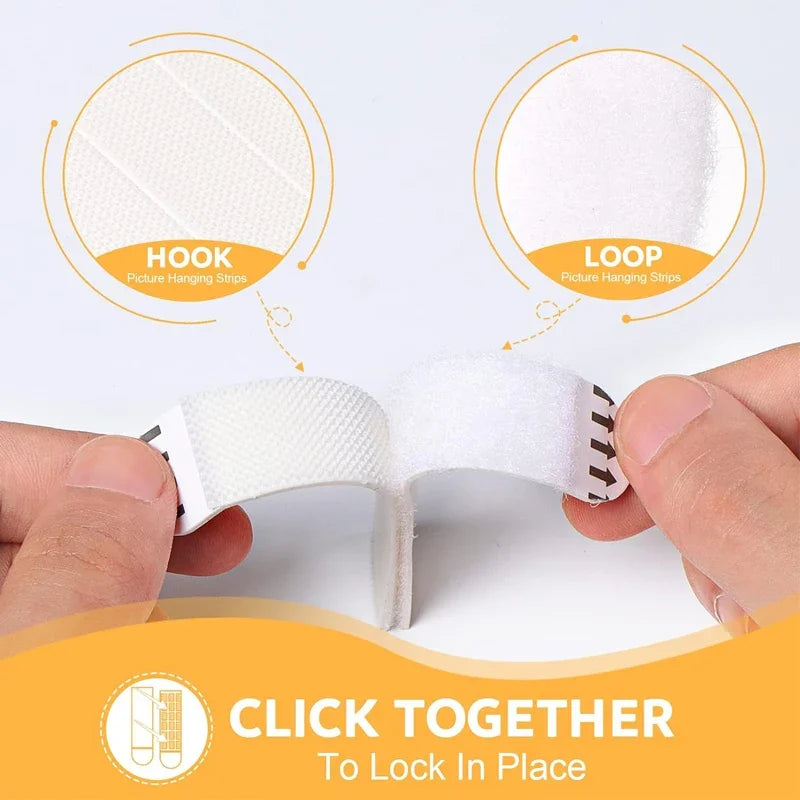 clips fixation cadre adhésif blanc moderne décoration mur suspendu photo maison DIY