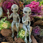 statues aliens résine vert gris moderne humour verre bière vin fixations