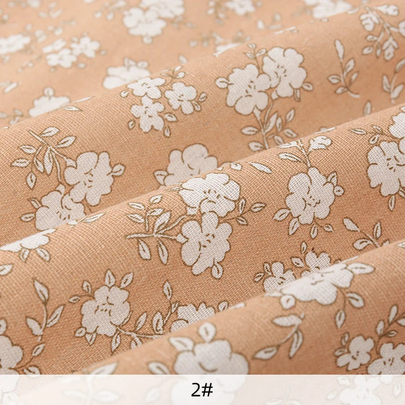 tissu coton lin floral orange feuilles blancs vintage naturel 180x150cm 45x150cm 90x150cm résistance abrasion
