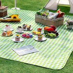 serviette pique nique carreaux vert clair blanc résistante l'eau facile nettoyer pratique simple camping