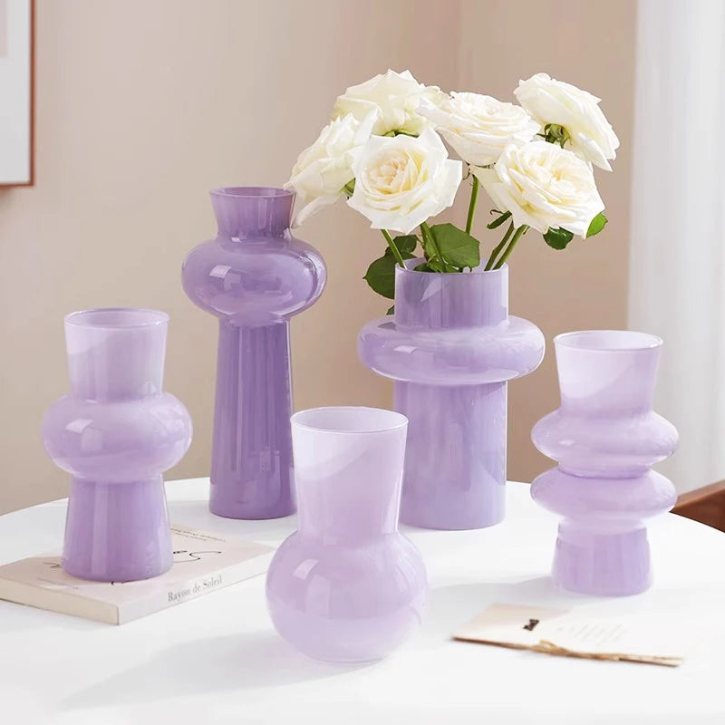 vase verre violet pastel moderne organique salle manger salon tablecoration floral