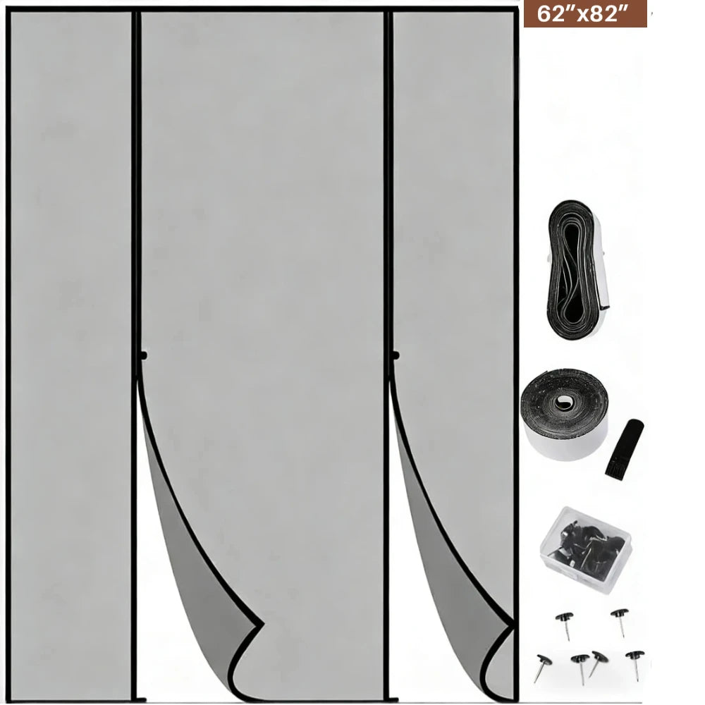 rideau porte magnétique anti insectes polyester noir maille fine moderne plié maison sécurité chambre