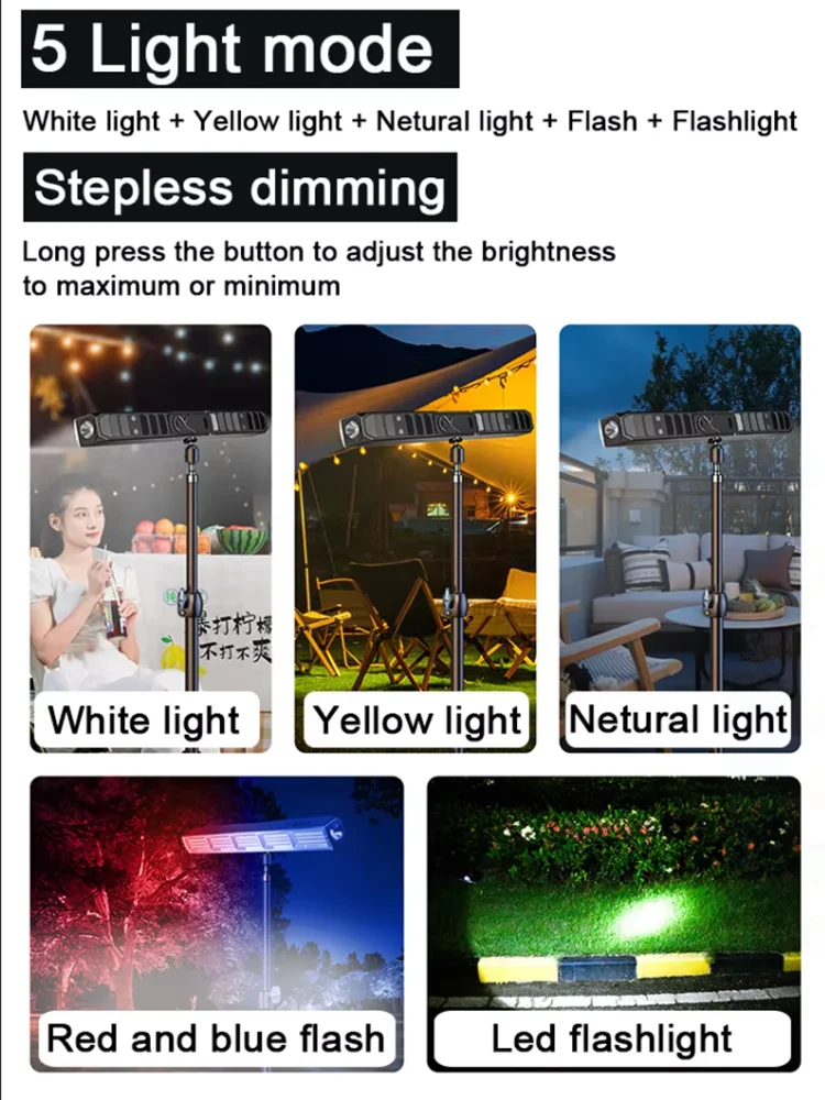 lampe travail led rechargeable aimant noir moderne multifonctionnelle 400w ip66 étanche usb