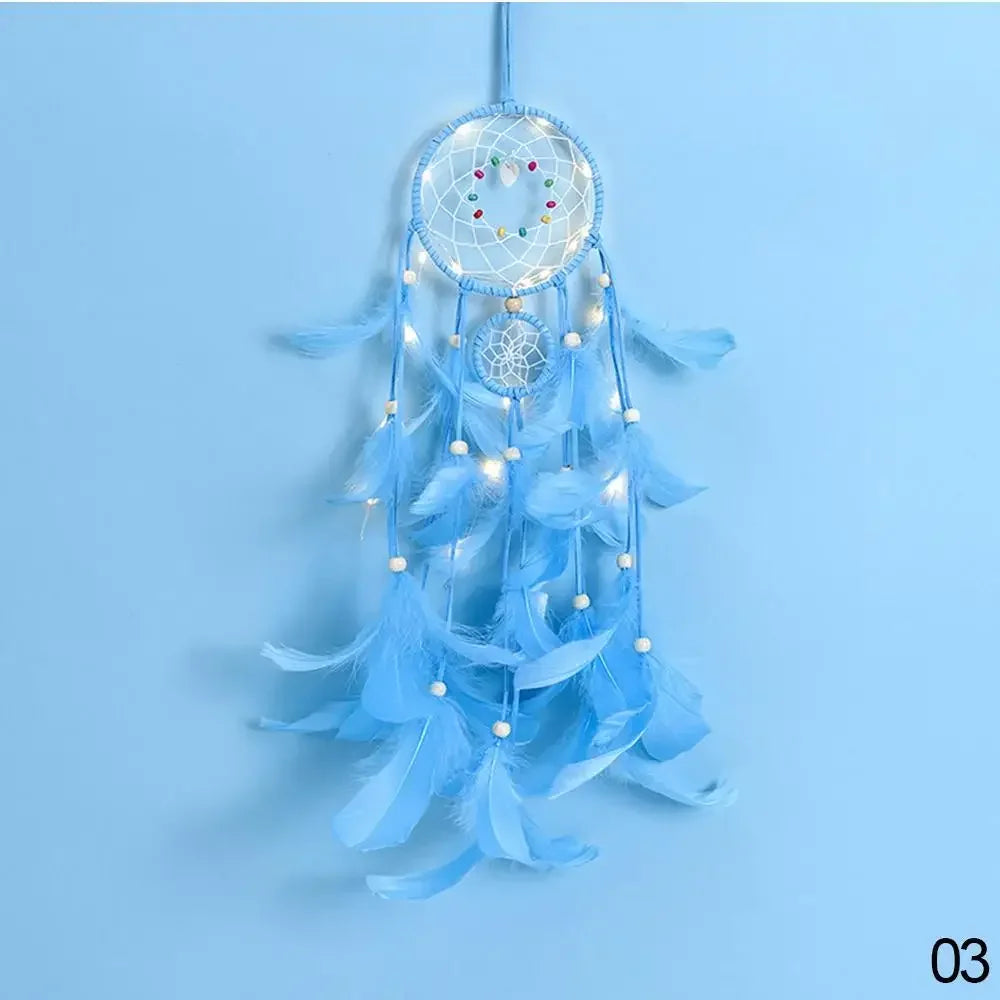 attrape rêves boho plumes tassel chain couleur bleue rose verte
