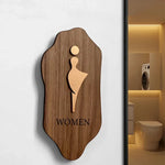 signage toilettes bois moderne panneau wc hommes femmes texte toilet men women 20x10cm