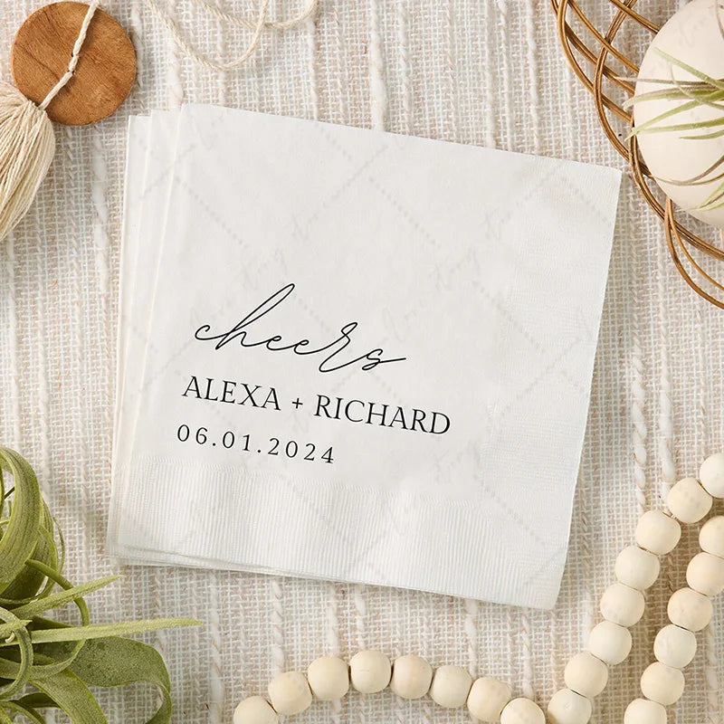 serviettes jetables mariage anniversaire animal compagnie initial lettre cœur blanc minimaliste