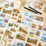 sticker paysagiste saisonnier scrapbooking stickers autocollants livres stickers paysages naturenels illustrations paysages urbains