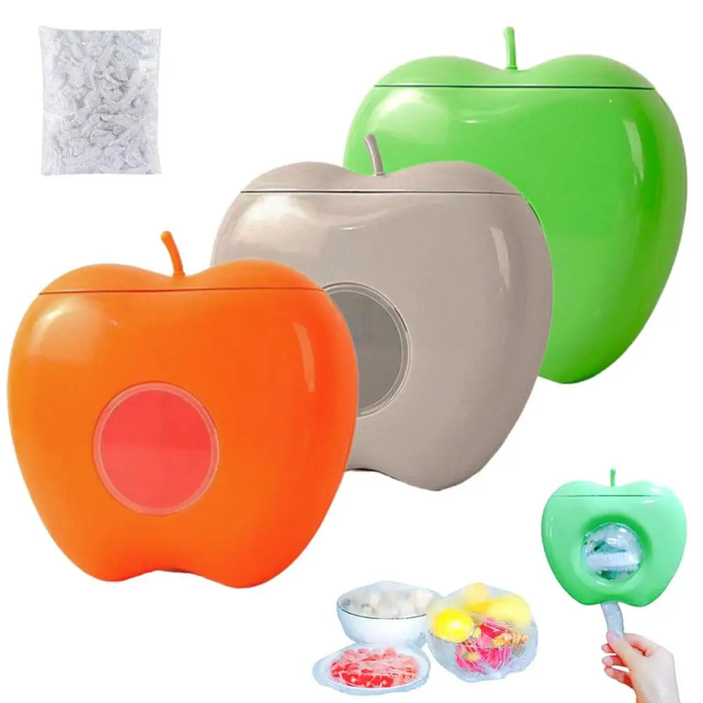 boîte rangement murale moderne boîtes films plastiques forme pomme adhésif couleur gris orange vert