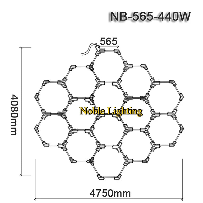 ruban led blanc hexagonal moderne adhésif 565mm 6500k 2000lm 50000h