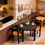 meubles deco miniature table ronde chaises noir orange texture bois moderne set poupées accessoire