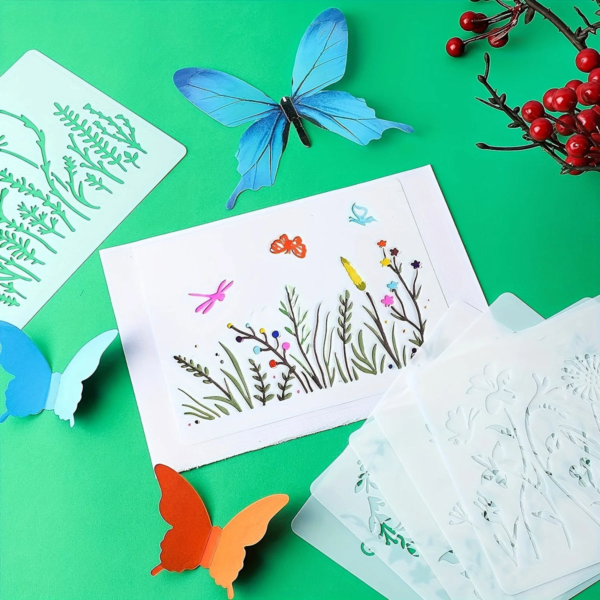 stencils peinture fleurs motifs floraux art floral naturel minimaliste couleurs variées usage multiple