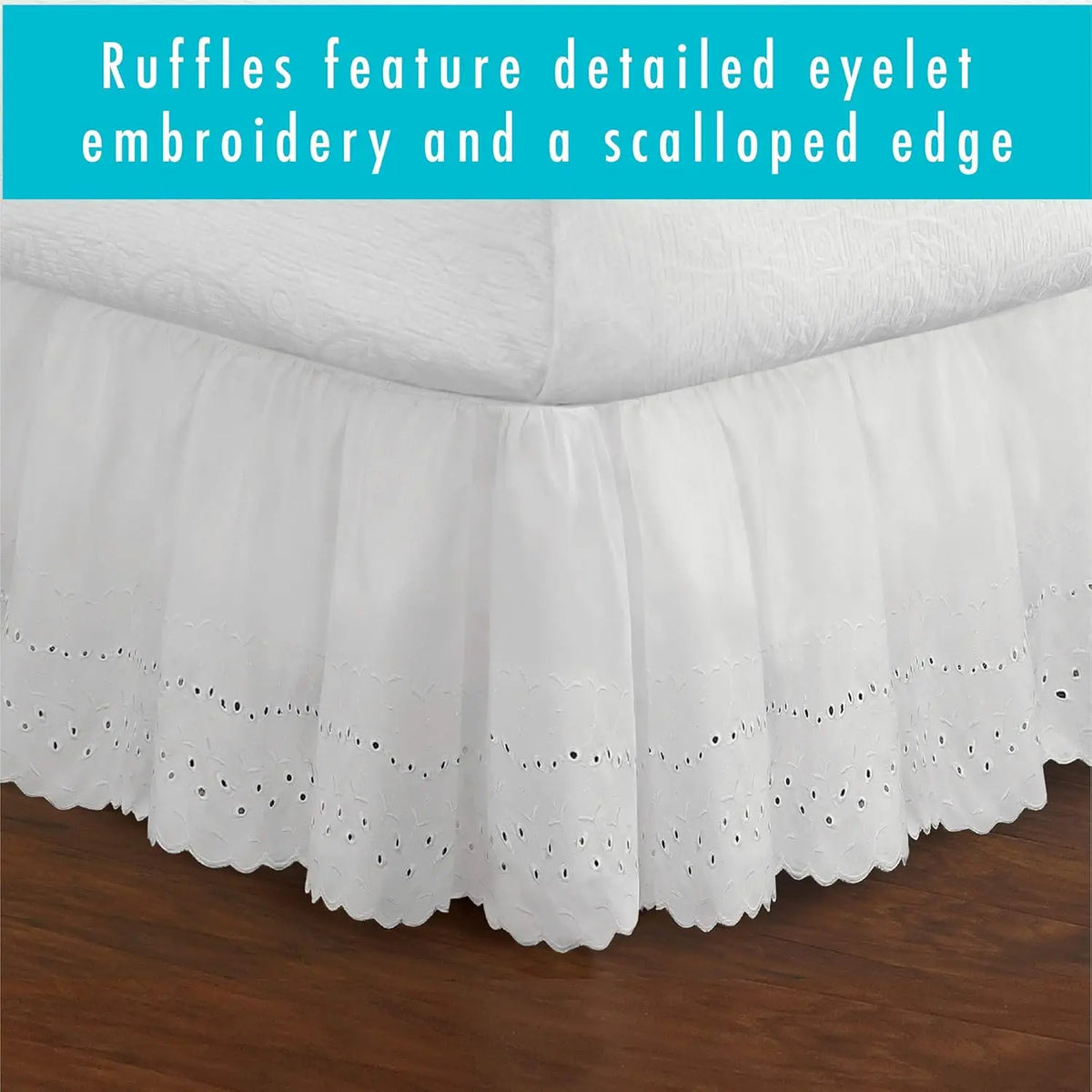 jupe lit blanche brodée fleurs volants dentelle classique élégante lit double grand