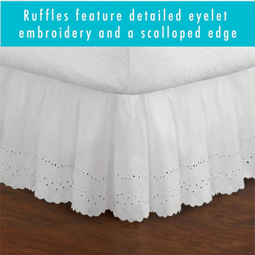 jupe lit blanche brodée fleurs volants dentelle classique élégante lit double grand