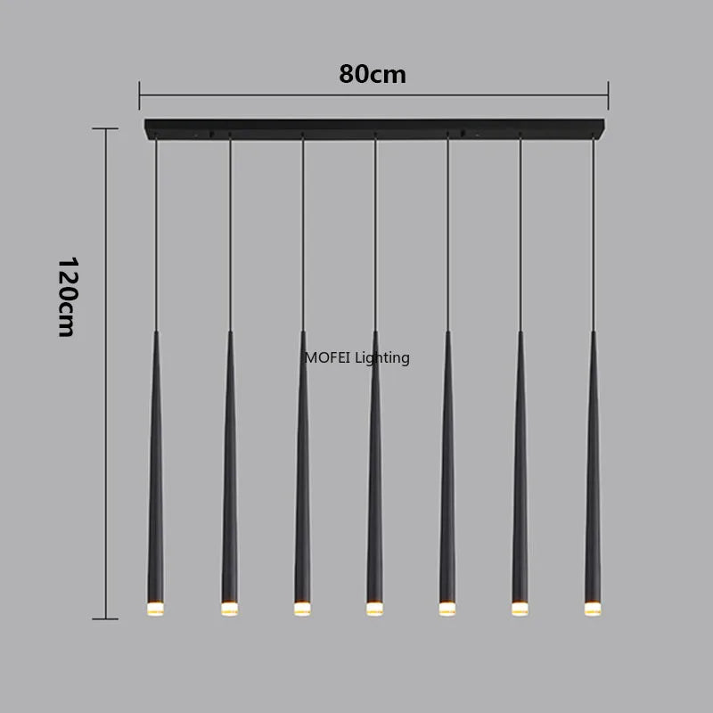 Suspension lumineuse moderne noire led minimaliste éclairage intérieur décoration maison 20 sources lumineuses