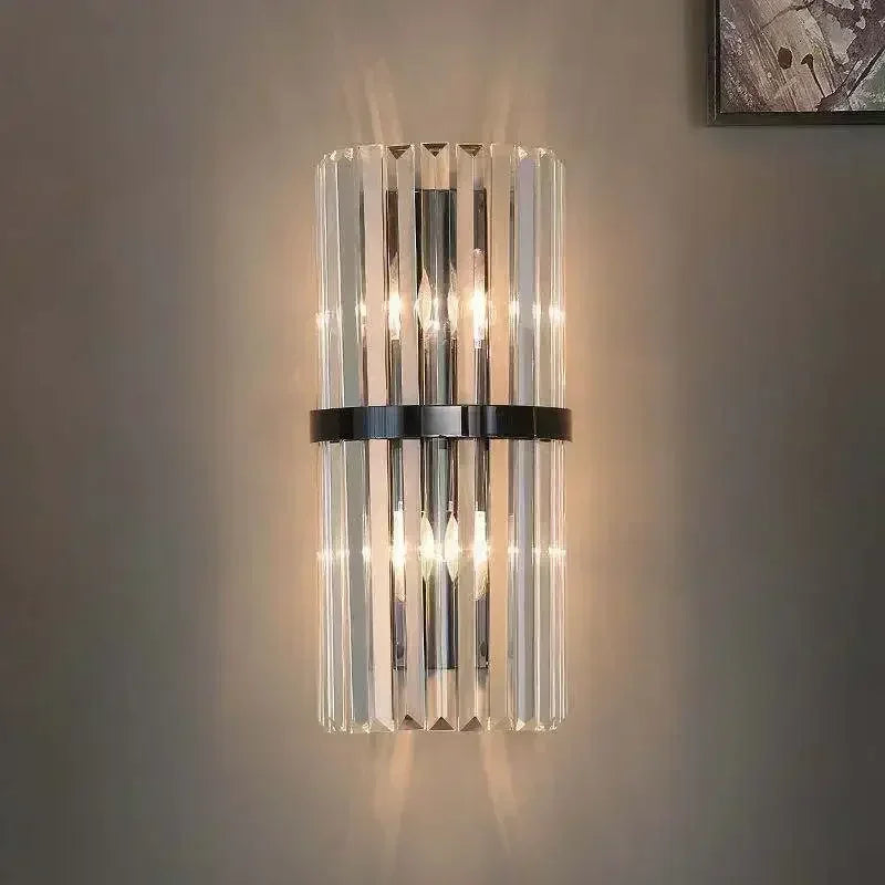 applique murale moderne cristal transparent doré rayures horizontales salon chambre
