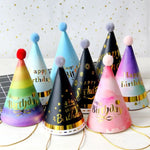 chapeaux fête anniversaire enfant garçon fille imprimé happy birthday motifs floraux dorés multicolores classiques