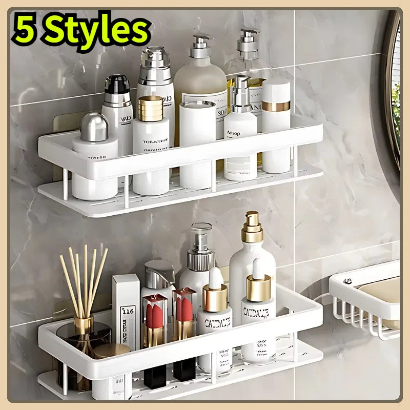 étagères rangement adhésives modernes blanc noir imperméables métal lisses bouteilles cosmétiques flacons parfum encens