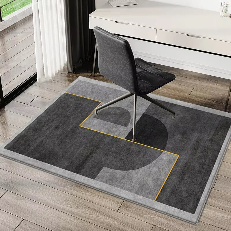 tapis moderne gris noir motif géométrique antidérapant intérieur salon chambre maison décoration
