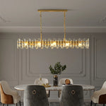 lampe suspendue cristal or moderne élégante chaînes brillants transparents chambre restaurant cuisine