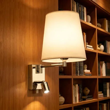 lampe murale moderne bras articulé abatjour beige chrome cuisine chambre coucher entree salles manger