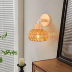 lampe murale tissu tressé bois naturel éclairage moderne rustique entrée chambre coucher