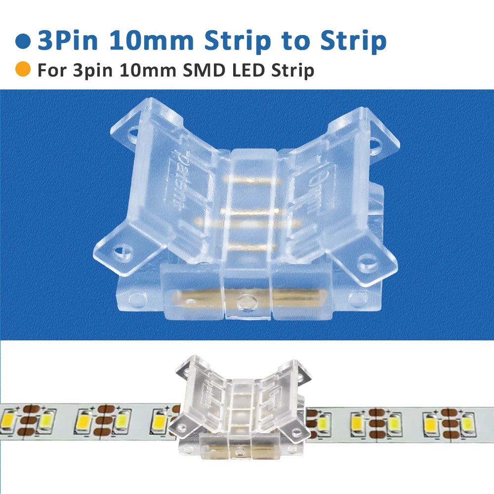 connecteurs led transparents 2pin 3pin clips câbles rgb cct cob 5v 12v 30v ul