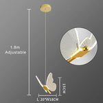 lampe suspendue papillon moderne blanc doré cristal transparent vis fixations