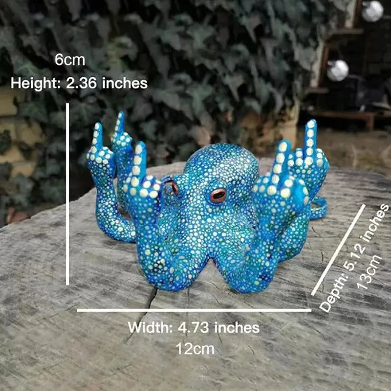 statuette octopus bleu points blancs résine contemporaine opaque décoration maison