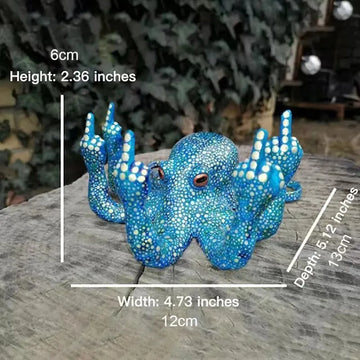 statuette octopus bleu points blancs résine contemporaine opaque décoration maison