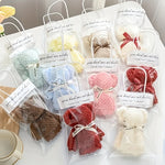 serviettes ours peluche tissu texturé sacs transparents couleurs variées cadeau mariage anniversaire 10 ensembles