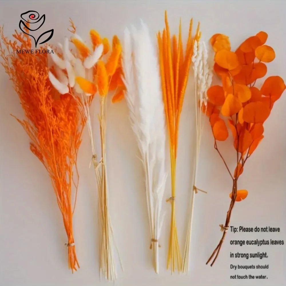bouquet fleurs séchées naturelles orange rustique décoration maison anniversaire noël Thanksgiving
