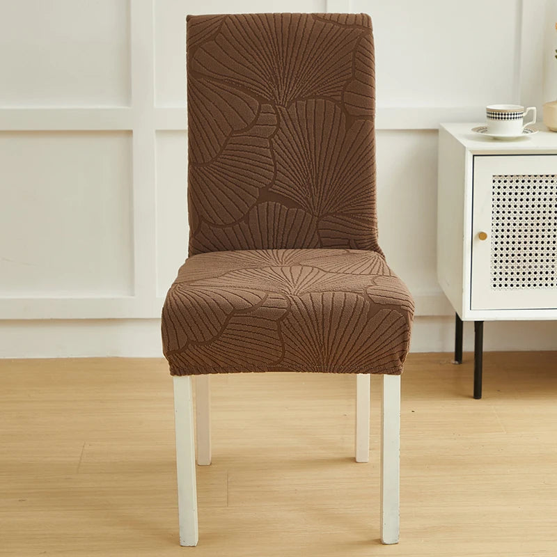 Housse chaise moderne imprimée feuilles beige clair élasthanne polyester universelle mariage banquet