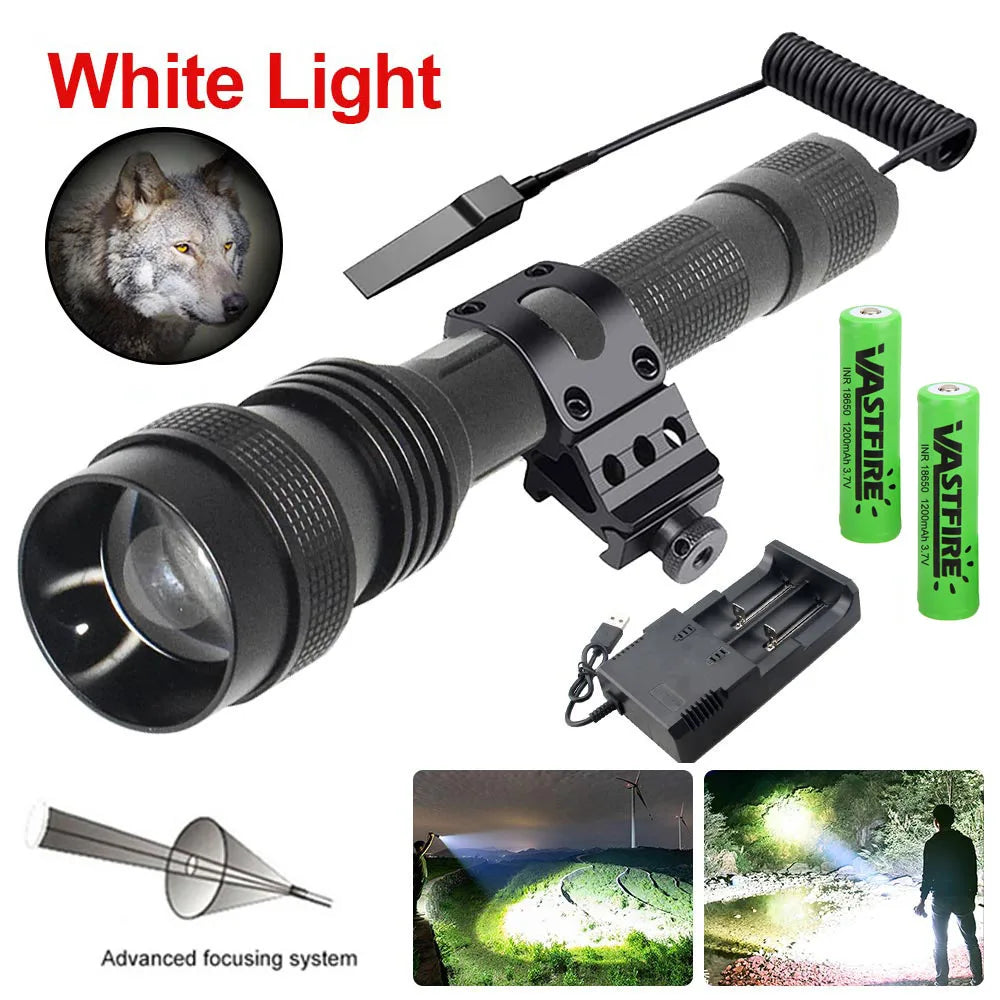 lampe torche led rechargeable 10w noir texturé moderne clip batteries aa camping chasse pêche