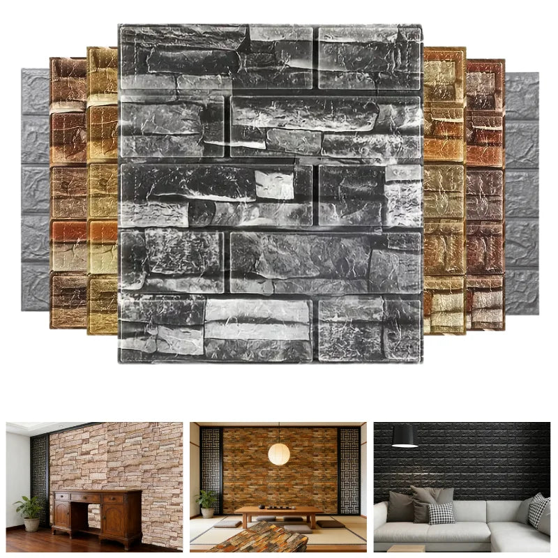 panneau mural autocollant effet pierre naturelle relief rustique moderne décoration murale intérieur maison
