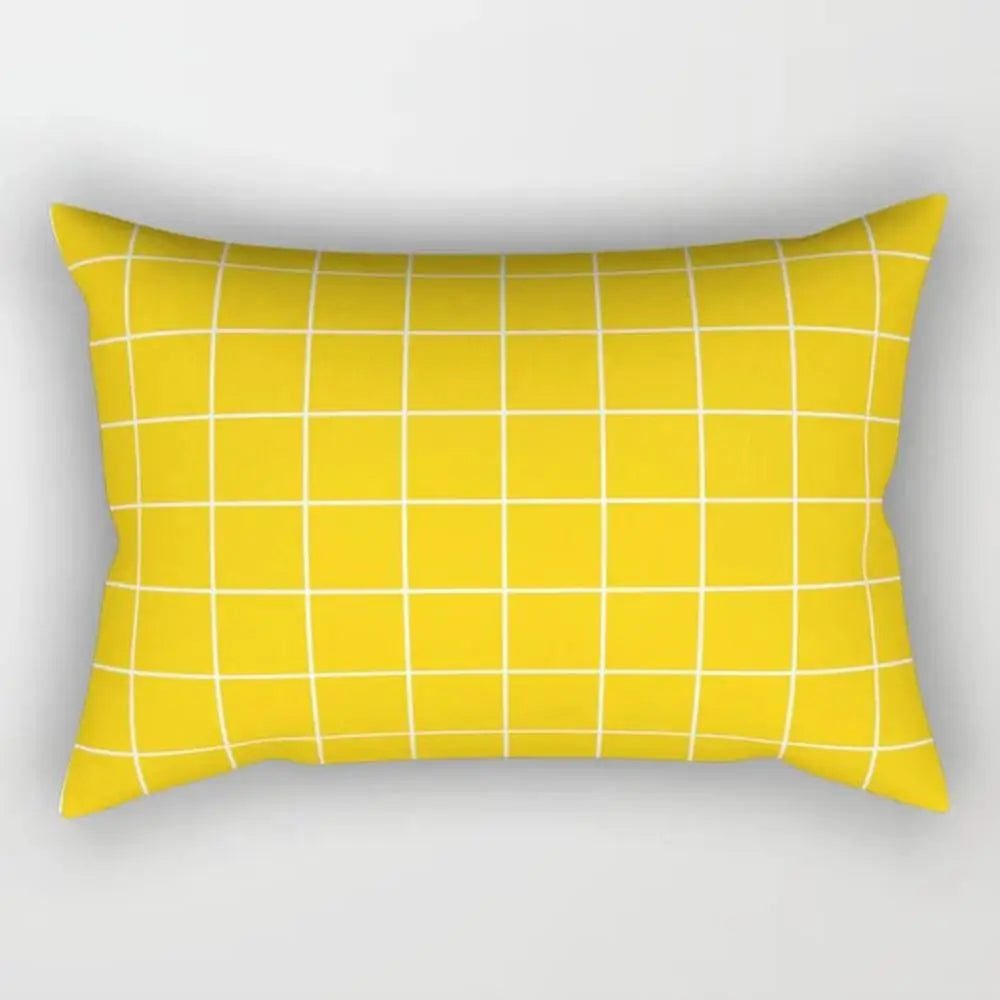 taies d'oreiller géométriques jaunes blanches modernes polyester 30x50cm minimaliste coussins rectangulaires motifs triangles losanges