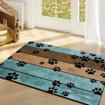 tapis antidérapant empreintes chien moderne bleu marron noir décoration sol