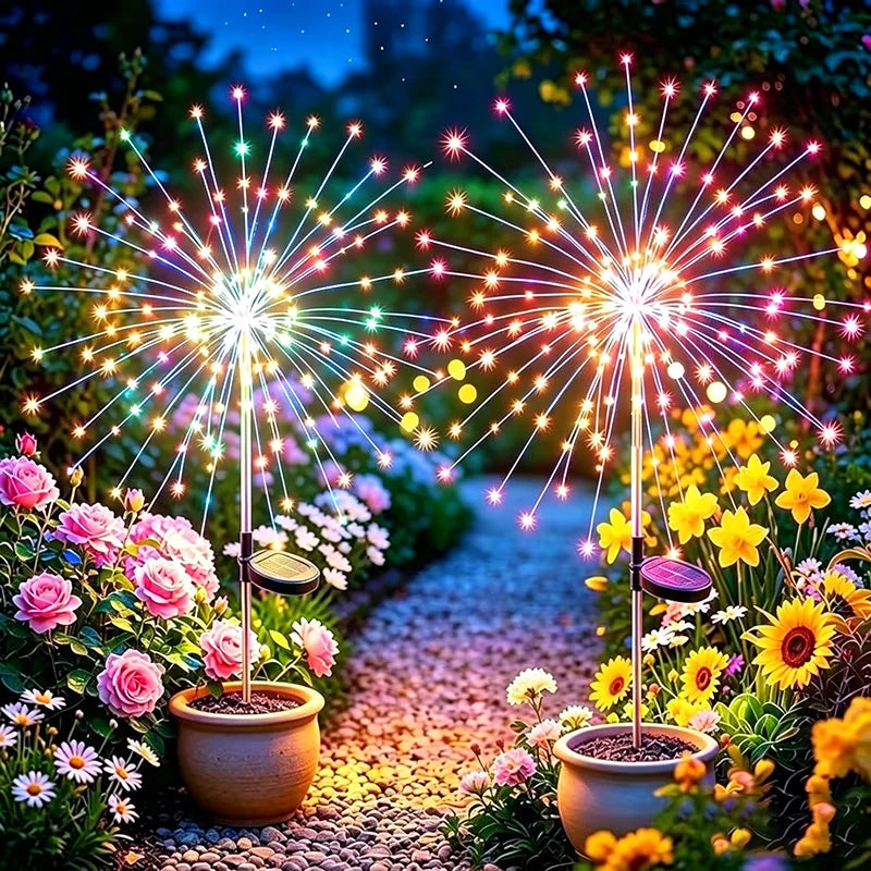 lumières solaires multicolores feu d'artifice extérieures ip44 modernes autonomes patio jardin