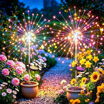 lumières solaires multicolores feu d'artifice extérieures ip44 modernes autonomes patio jardin