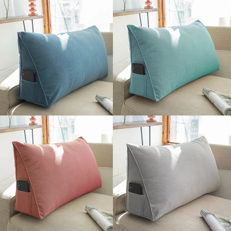 coussin triangle moderne laveable beige gris rose bleu incliné lit siège