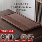 plateau thé bois bambou moderne lignes verticales marron foncé tasses théière salon chambre