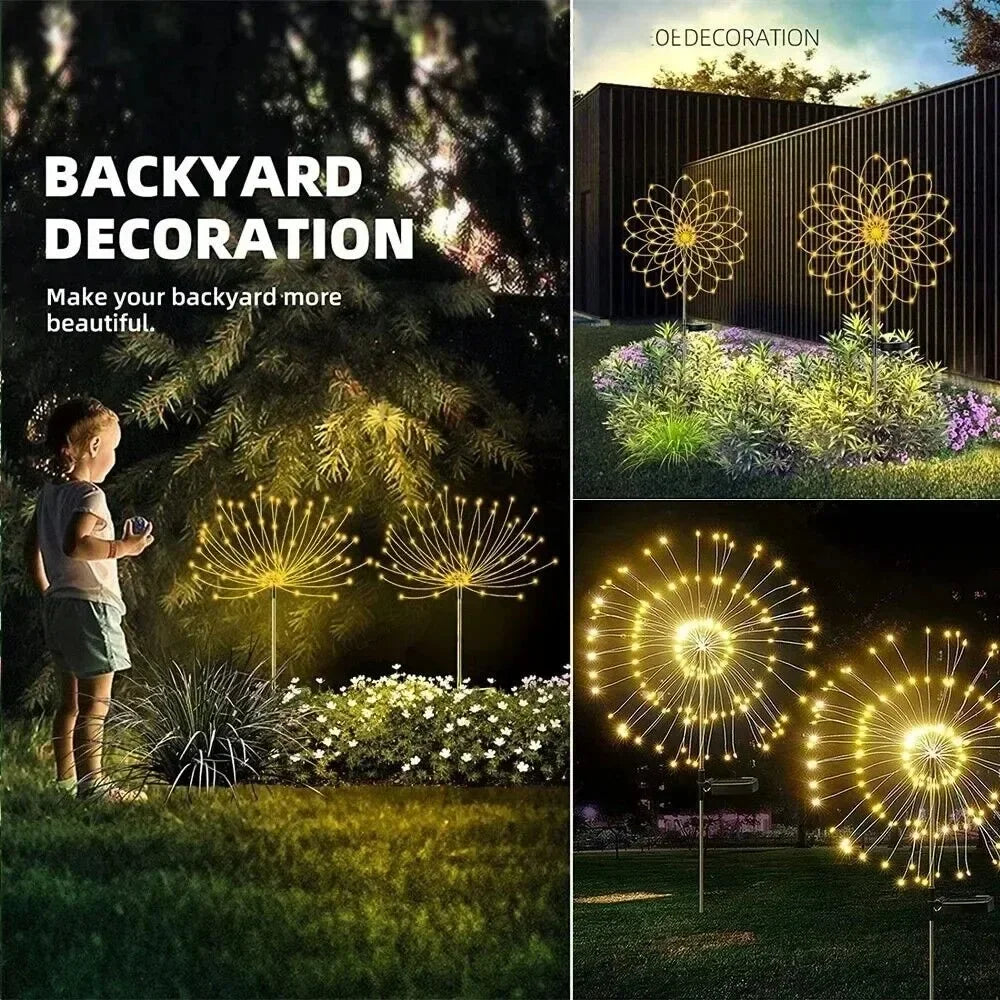 lampe solaire extérieure multicolore feu d'artifice moderne jardin led autoinstallation ip65