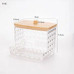 boîte rangement transparente bois coton tiges couvercle bambou moderne minimaliste anti poussière cosmétiques salle