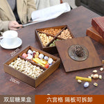 boîte bonbons bois marron moderne double couche rangement fruits noix chocolats assiette collation