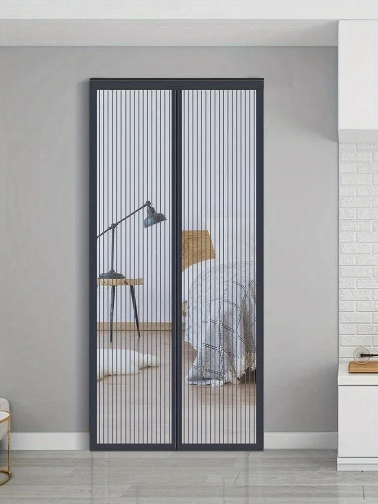 moustiquaire porte fenêtre noir blanc moderne aimants maille fine hexagonale translucide minimaliste