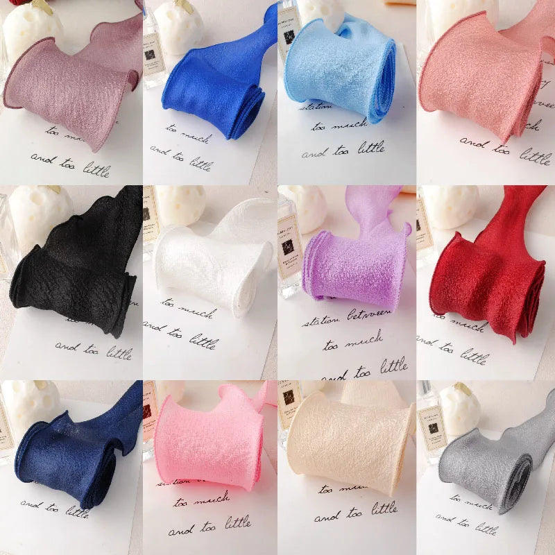 rubans décoratifs élégants polyester clips fixation bleu rose violet noir blanc gris textures douces