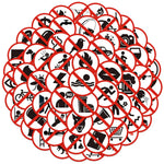 autocollants graphiques interdits panneau noir blanc icônes simples 63 pièces