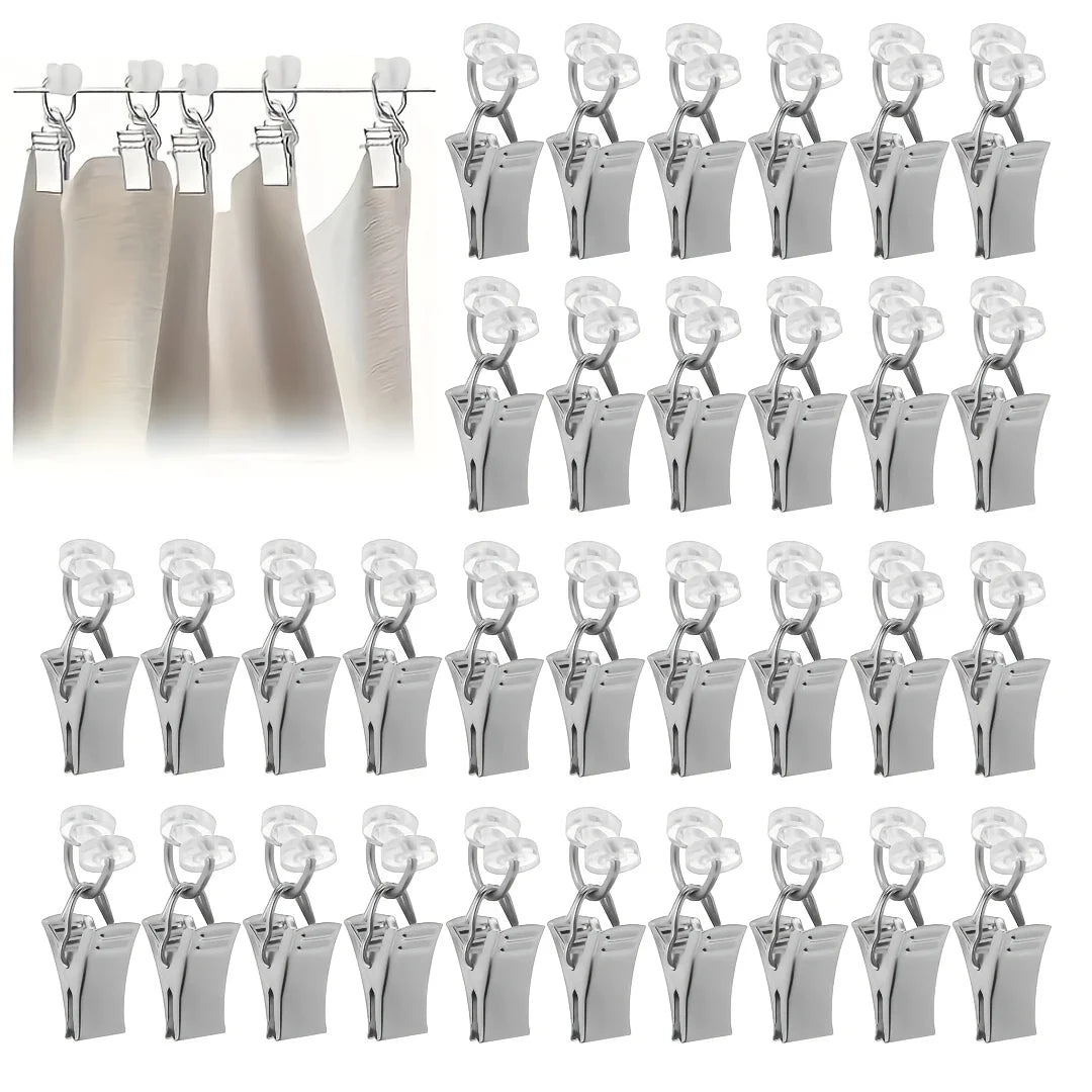 pinces rideau argentées modernes clips robustes transparents opaques accessoires fenêtres douches