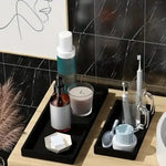 plateau rangement silicone gris moderne bijoux soins beauté brosses dents minimaliste comptoir salle bain